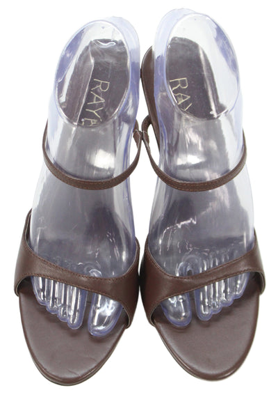 Raye Womens High Heel Leather Slingback Sandals Dark Brown Size 9