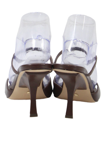 Raye Womens High Heel Leather Slingback Sandals Dark Brown Size 9