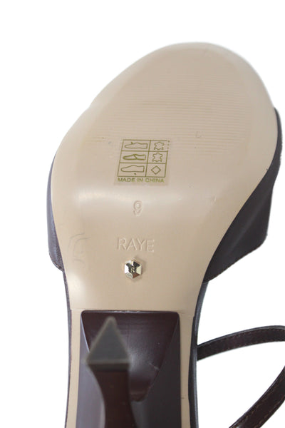 Raye Womens High Heel Leather Slingback Sandals Dark Brown Size 9