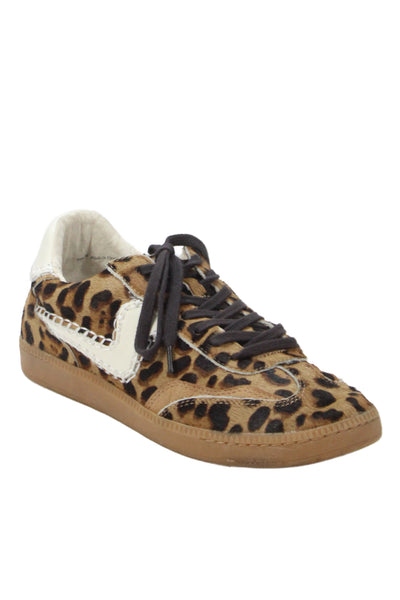 Dolce Vita Womens Lace Up Leopard Print Pony Hair Sneakers Brown Size 9.5