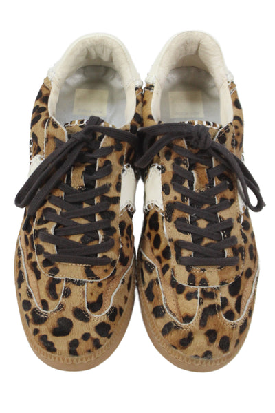 Dolce Vita Womens Lace Up Leopard Print Pony Hair Sneakers Brown Size 9.5