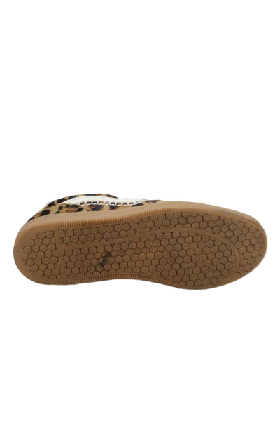 Dolce Vita Womens Lace Up Leopard Print Pony Hair Sneakers Brown Size 9.5