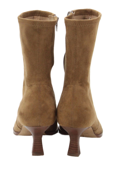 Dolce Vita Womens Side Zip Block Heel Pointed Toe Booties Brown Faux Suede 9.5