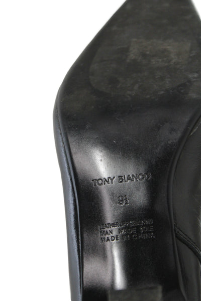Tony Bianco Womens Side Zip Block Heel Pointed Toe Boots Black Leather Size 9.5