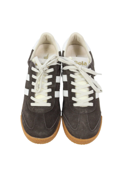Gola Womens Lace Up Side Logo Suede Low Top Sneakers Brown White Size 9.5