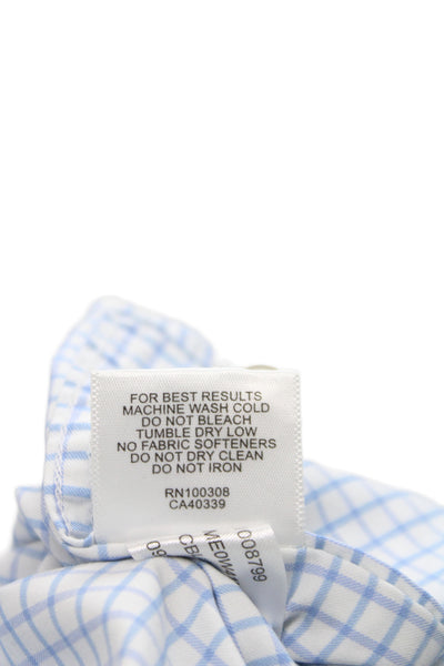 Peter Millar Men's Button front Pocket Checkered Long Sleeved Shirt Blue  Size L