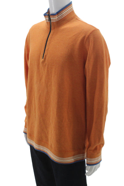 Robert Graham Mens Orange Zip Mockneck Pullover Sweater Size XL