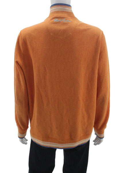Robert Graham Mens Orange Zip Mockneck Pullover Sweater Size XL