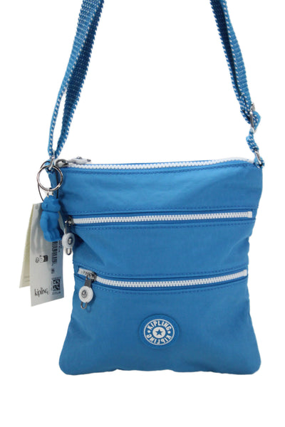 Kipling Womens Triple Zippered Pocket Crossbody Blue Size Medium