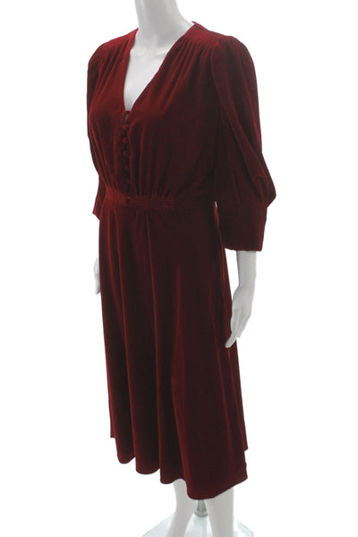 Lauren Ralph Lauren Women A-Line Red V-Neck 3/4 Sleeve Dress Size 6