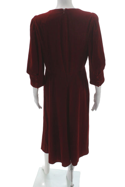 Lauren Ralph Lauren Women A-Line Red V-Neck 3/4 Sleeve Dress Size 6