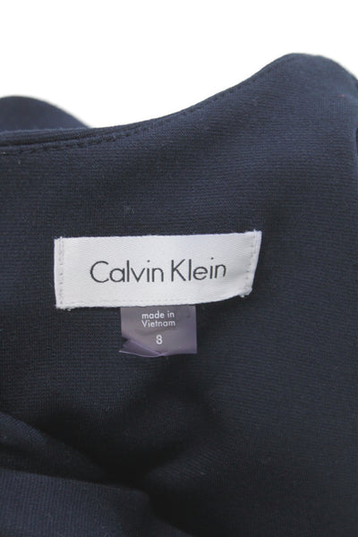 Calvin Klein Womens Dark Blue Sleeveless Shift Dress Size 8