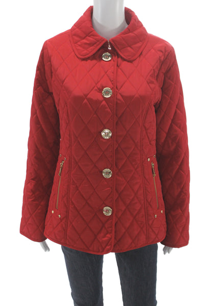 Michael Michael Kors Womens Red Quilted Jacket Size M