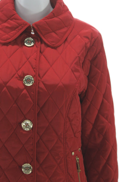 Michael Michael Kors Womens Red Quilted Jacket Size M