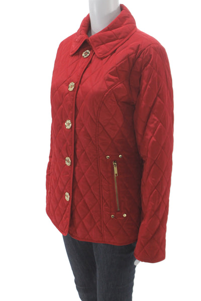 Michael Michael Kors Womens Red Quilted Jacket Size M