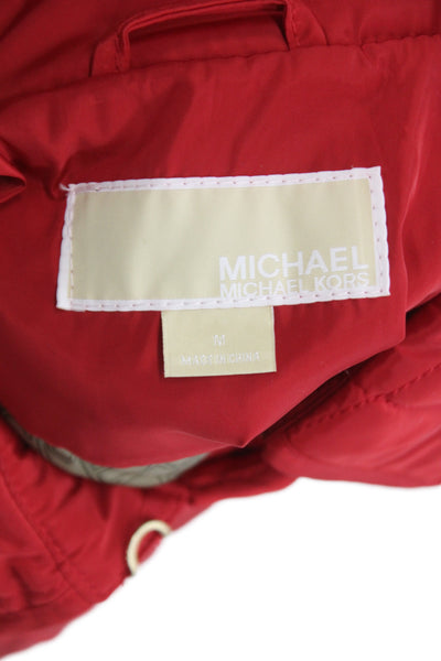 Michael Michael Kors Womens Red Quilted Jacket Size M