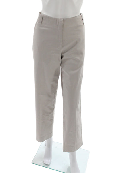 Jil Sander Womens Cropped Dress Pants Beige Cotton Spandex Hook Eye Size 40