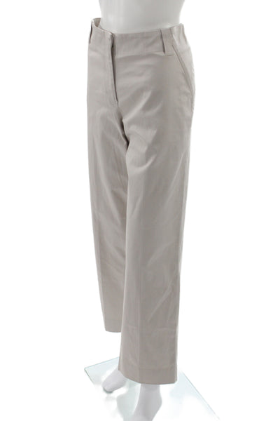 Jil Sander Womens Cropped Dress Pants Beige Cotton Spandex Hook Eye Size 40