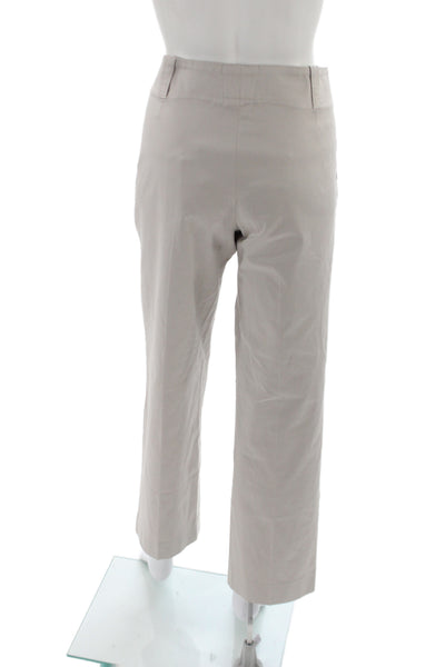 Jil Sander Womens Cropped Dress Pants Beige Cotton Spandex Hook Eye Size 40