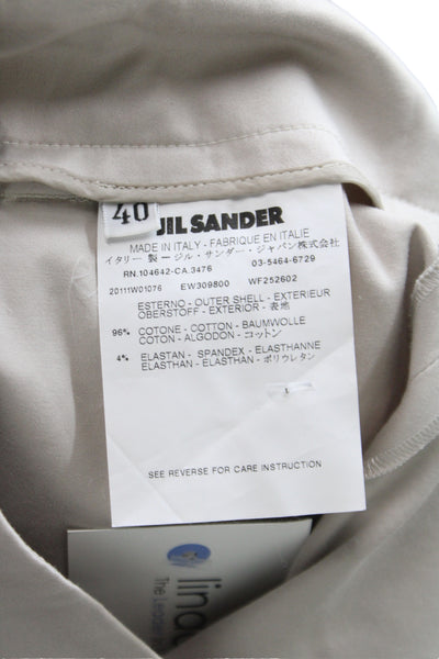 Jil Sander Womens Cropped Dress Pants Beige Cotton Spandex Hook Eye Size 40