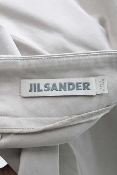 Jil Sander Womens Cropped Dress Pants Beige Cotton Spandex Hook Eye Size 40