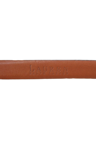 Lauren Ralph Lauren Womens Leather Crocodile Print Skinny Belt Brown Size Large