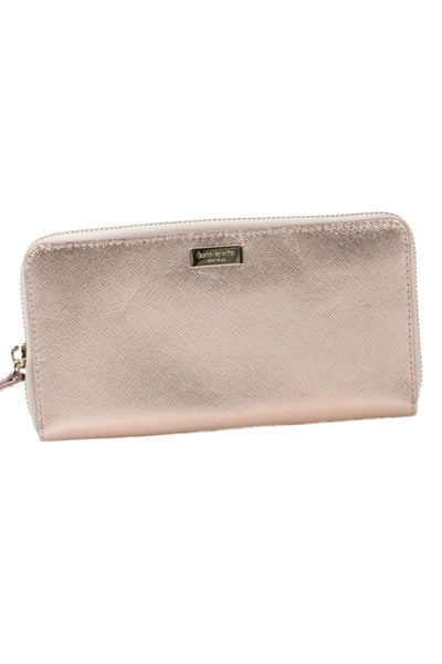 Kate Spade New York Womens Leather Zip Around Wallet Rose Gold