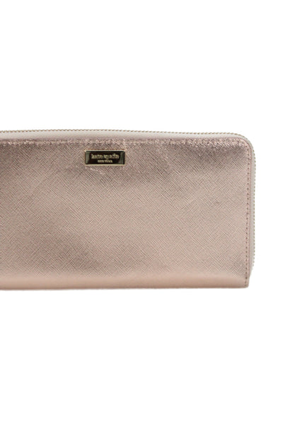 Kate Spade New York Womens Leather Zip Around Wallet Rose Gold