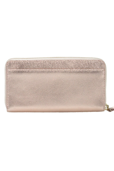 Kate Spade New York Womens Leather Zip Around Wallet Rose Gold