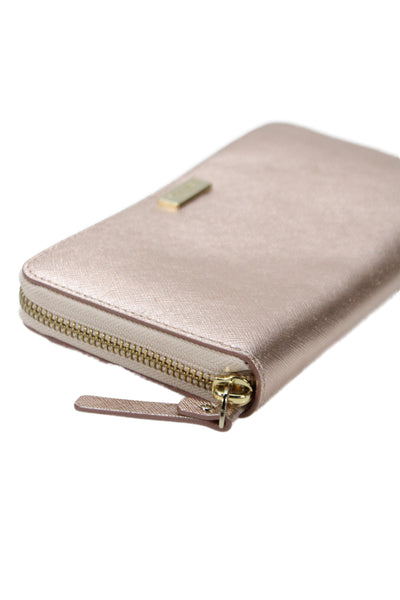 Kate Spade New York Womens Leather Zip Around Wallet Rose Gold