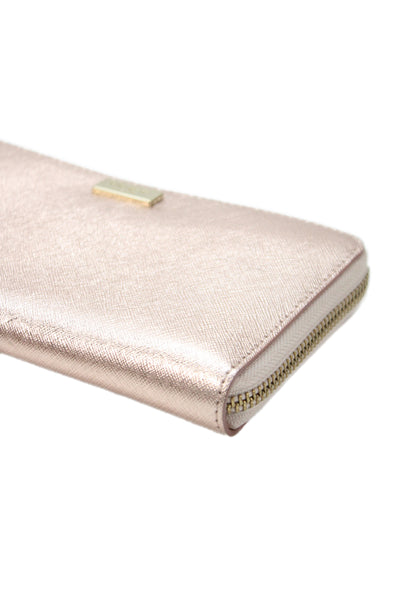 Kate Spade New York Womens Leather Zip Around Wallet Rose Gold