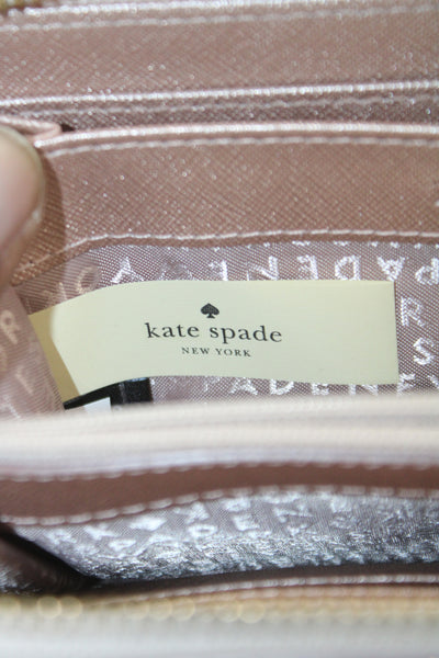 Kate Spade New York Womens Leather Zip Around Wallet Rose Gold