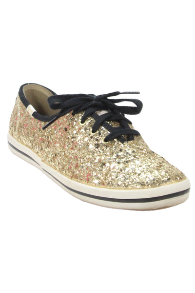 Keds x Kate Spade Womens Glitter Low Top Sneakers Gold Size 7.5 Medium