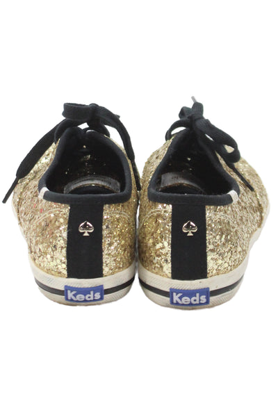 Keds x Kate Spade Womens Glitter Low Top Sneakers Gold Size 7.5 Medium