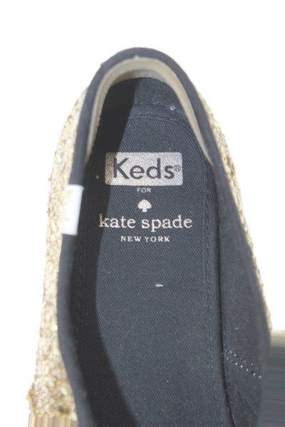 Keds x Kate Spade Womens Glitter Low Top Sneakers Gold Size 7.5 Medium