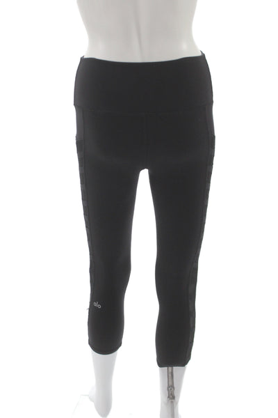 Alo Womens Cropped Capri Black Spandex Leggings Size S