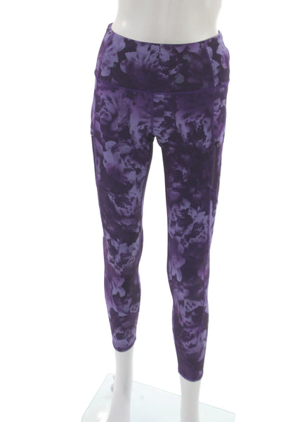 Athleta Womens Ankle Floral Purple Leggings 75% Polyester 25% LYCRA Size XS