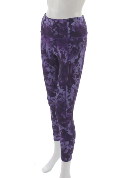 Athleta Womens Ankle Floral Purple Leggings 75% Polyester 25% LYCRA Size XS
