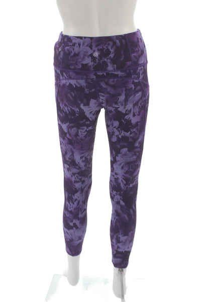 Athleta Womens Ankle Floral Purple Leggings 75% Polyester 25% LYCRA Size XS