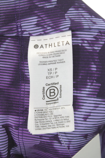 Athleta Womens Ankle Floral Purple Leggings 75% Polyester 25% LYCRA Size XS