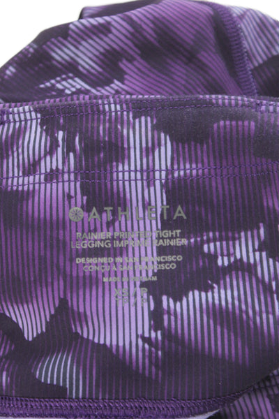 Athleta Womens Ankle Floral Purple Leggings 75% Polyester 25% LYCRA Size XS