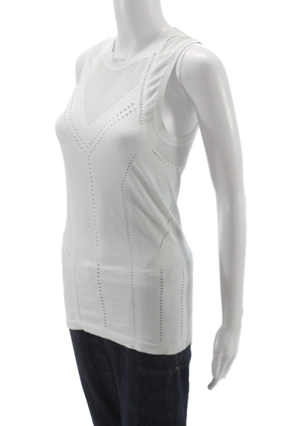 Athleta Women White Sleeveless Crewneck Tank Top Nylon Spandex Size S