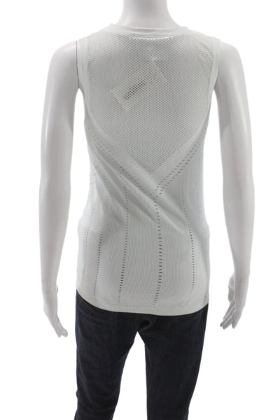 Athleta Women White Sleeveless Crewneck Tank Top Nylon Spandex Size S