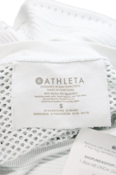Athleta Women White Sleeveless Crewneck Tank Top Nylon Spandex Size S