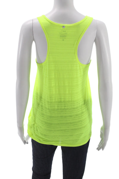 Nike Womens Basic Yellow Sleeveless Round Neck Tank Polyester Size S