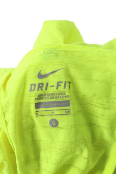 Nike Womens Basic Yellow Sleeveless Round Neck Tank Polyester Size S