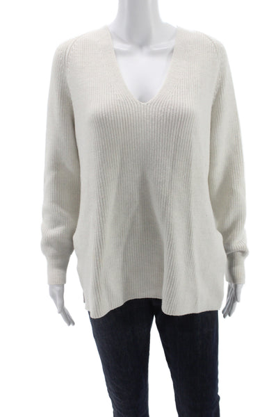Athleta Womens Beige V-Neck Merino Blend Pullover Sweaters Long Sleeve Size XS
