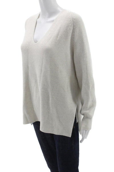 Athleta Womens Beige V-Neck Merino Blend Pullover Sweaters Long Sleeve Size XS