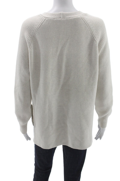 Athleta Womens Beige V-Neck Merino Blend Pullover Sweaters Long Sleeve Size XS