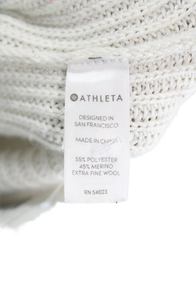 Athleta Womens Beige V-Neck Merino Blend Pullover Sweaters Long Sleeve Size XS